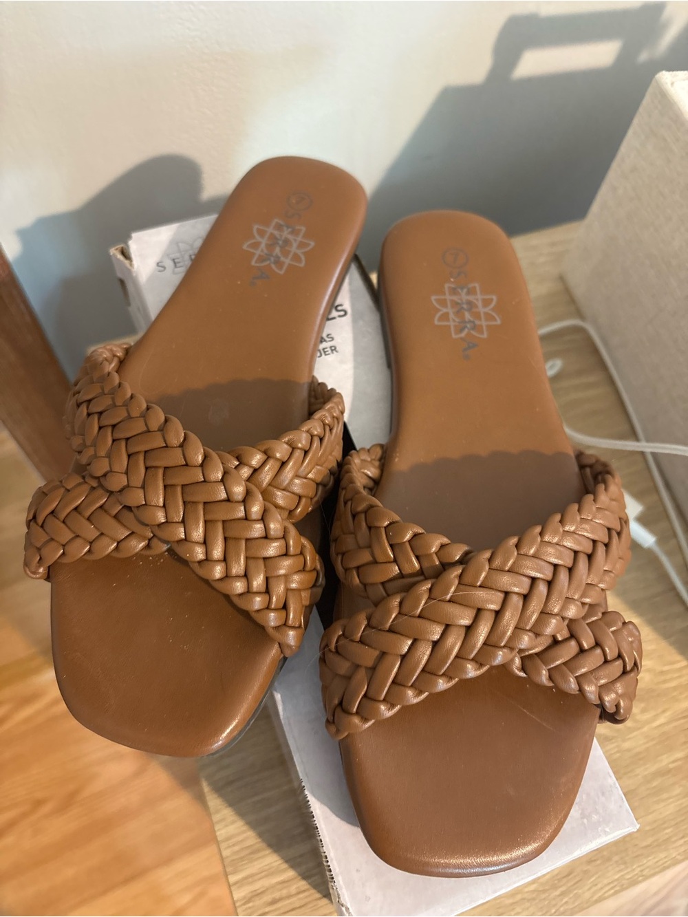 Serra Braided Slide Sandals in Tan